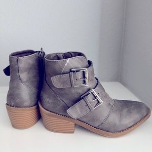 Justice Distressed Buckle Ankle Boot